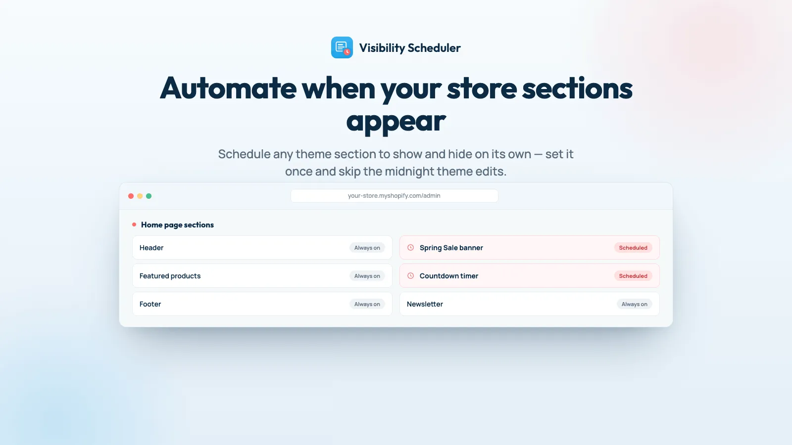 Visibility Scheduler screenshot 1