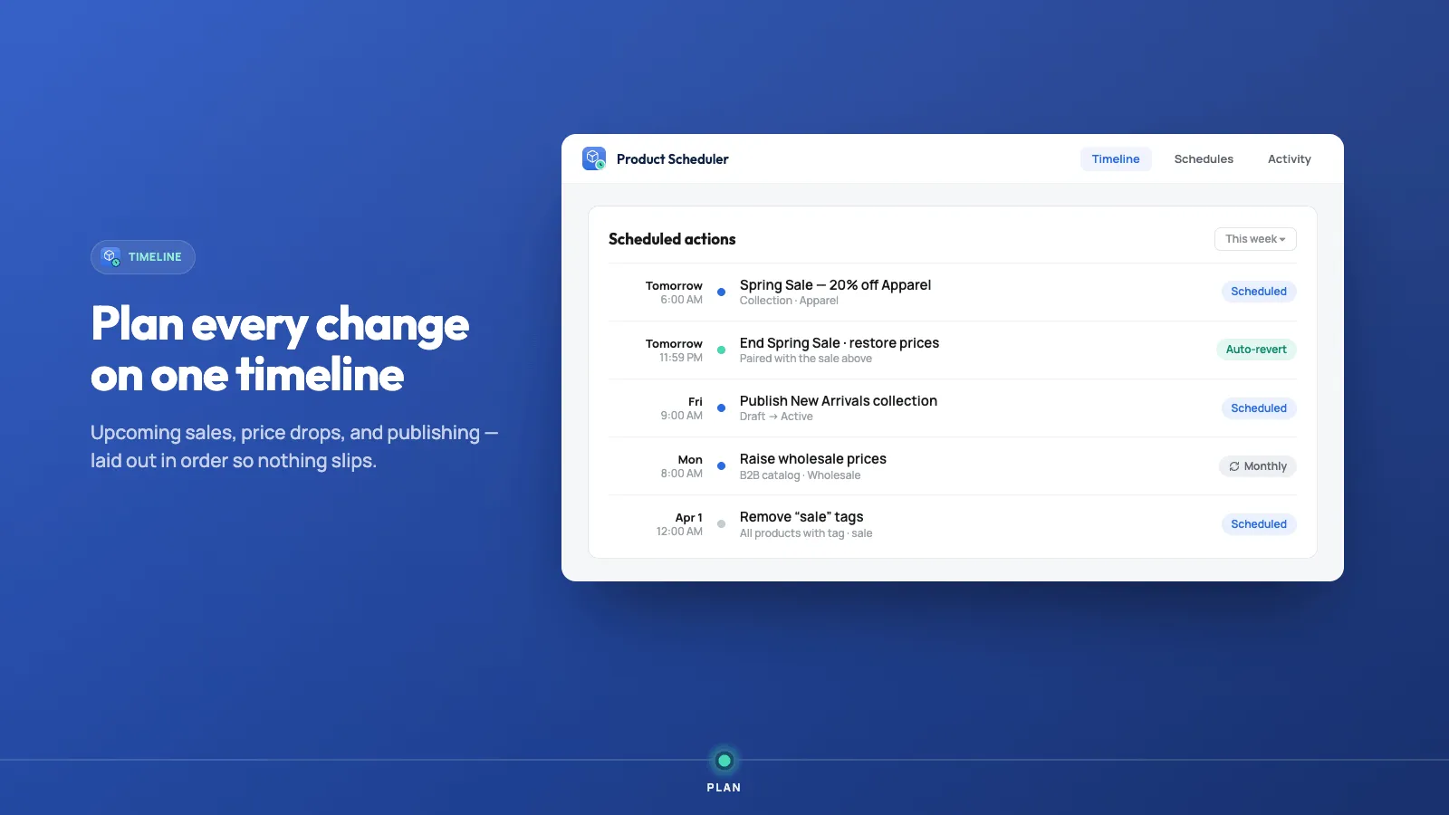 Product Scheduler screenshot 1